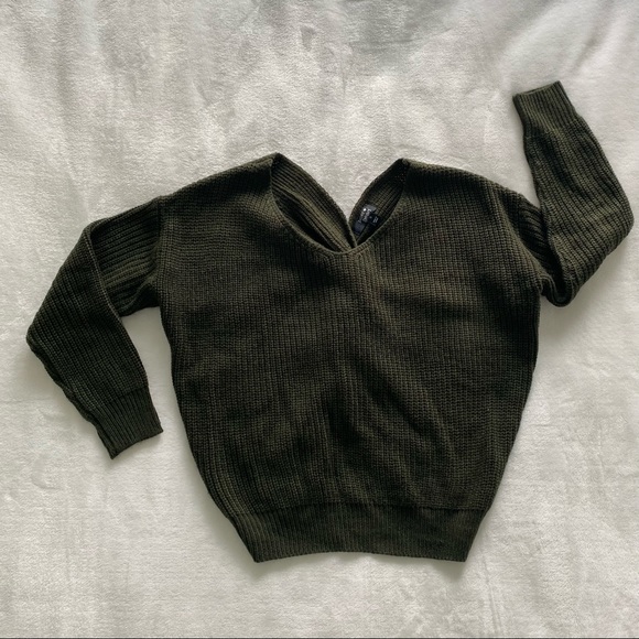 paper heart Womens Twisted Back Sweater Jumper in Olive Green Size S - Picture 5 of 11